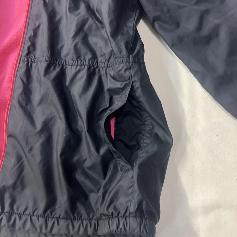 Columbia Youth Large 14/16 Hooded Jacket Black Pink Fleece Lined Full Zip